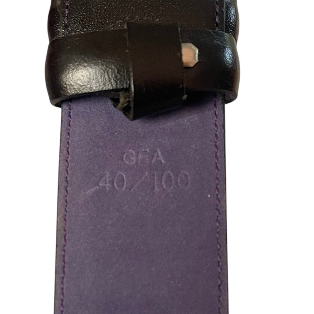 READ Ted Baker Mens Black Italian Leather Belt Purple Lining Size 40 Preppy Lux - Picture 7 of 11
